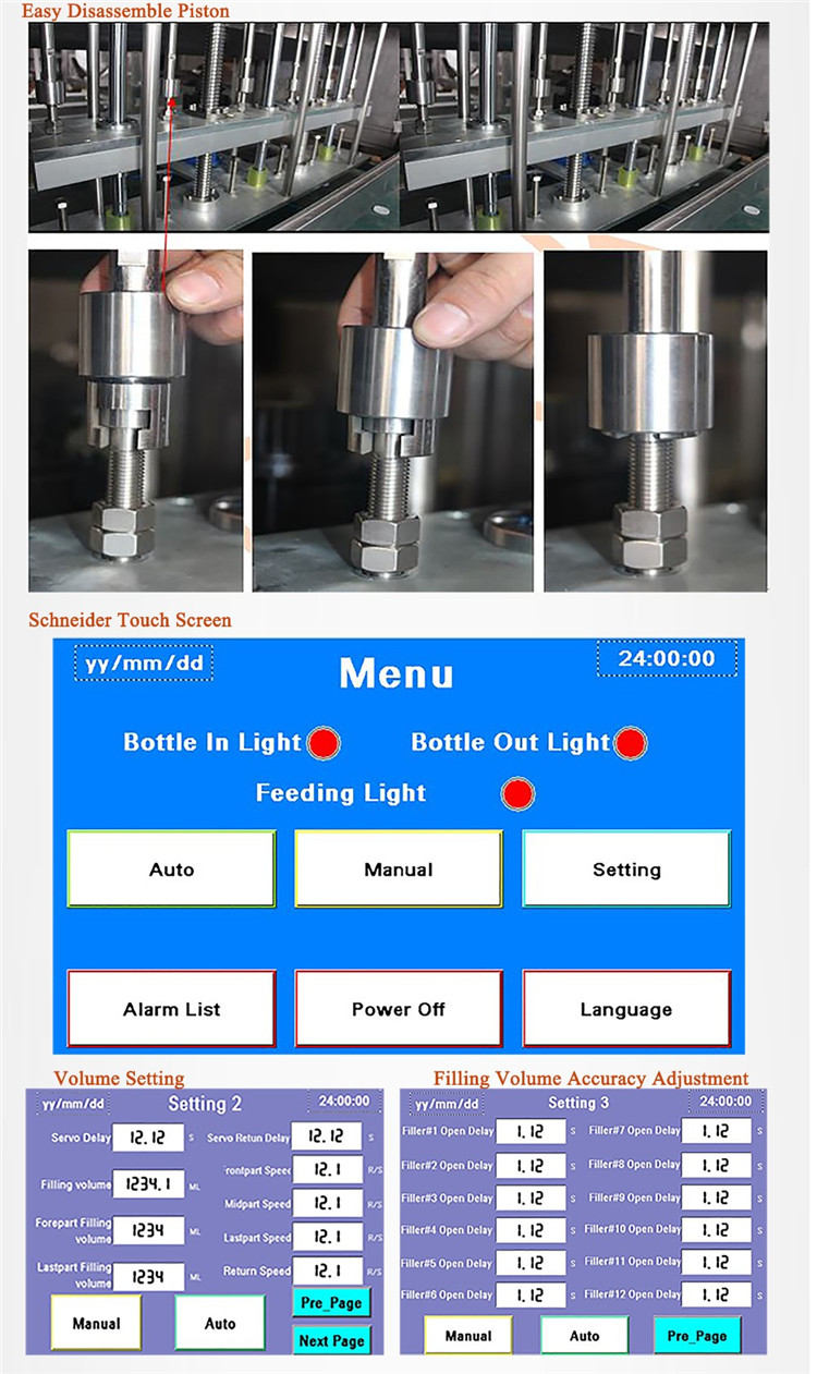 ഓട്ടോമാറ്റിക് സെർവോ മോട്ടോർ ബോട്ടിൽ ഫില്ലിംഗ് മെഷീൻ 6